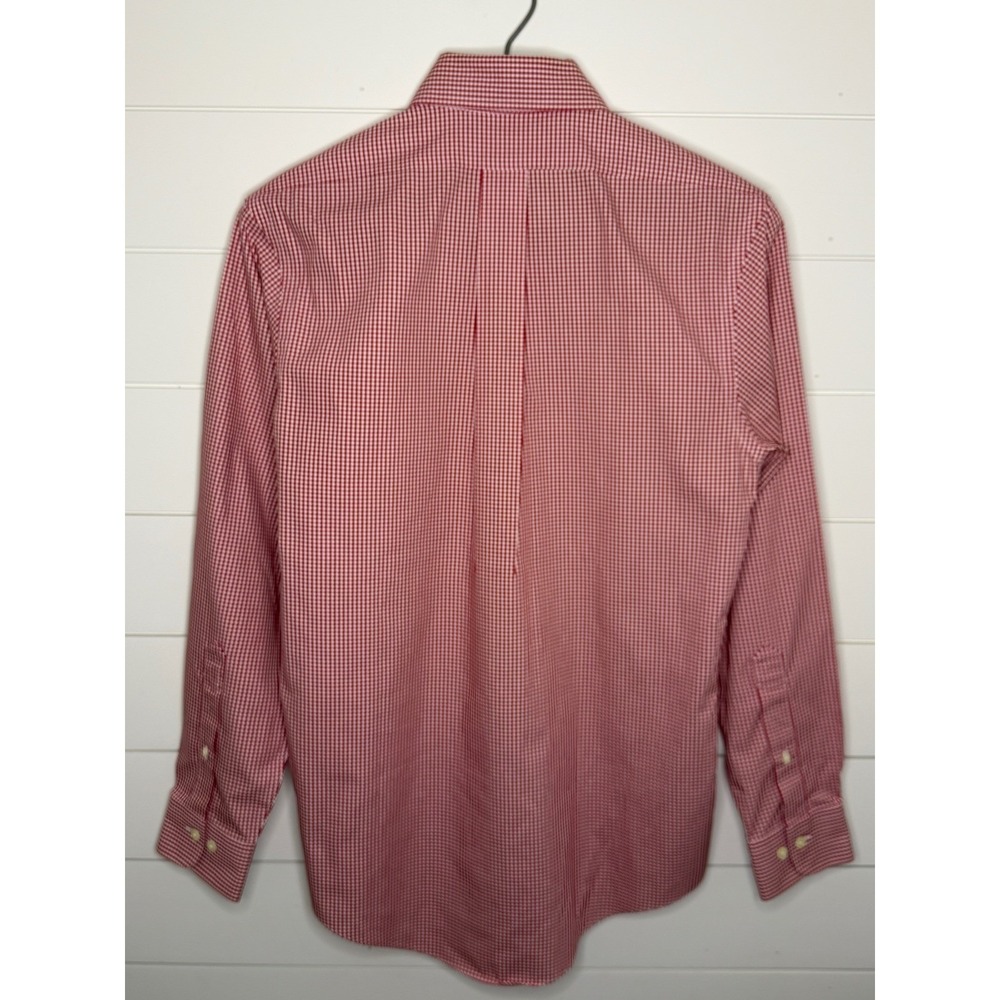 Brooks Brothers 346 Mens Small Slim Fit Red Gingham Non-Iron Cotton Button Down - Picture 2 of 5